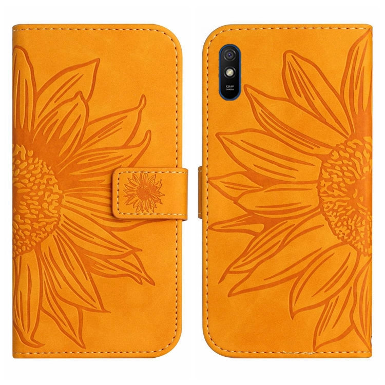 For Xiaomi Redmi 9A / 9i Skin Feel Sun Flower Pattern Flip Leather Phone Case with Lanyard