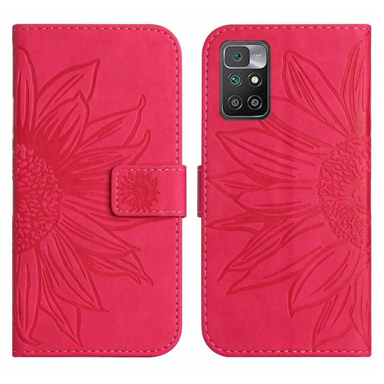 For Xiaomi Redmi 10 4G Skin Feel Sun Flower Pattern Flip Leather Phone Case with Lanyard