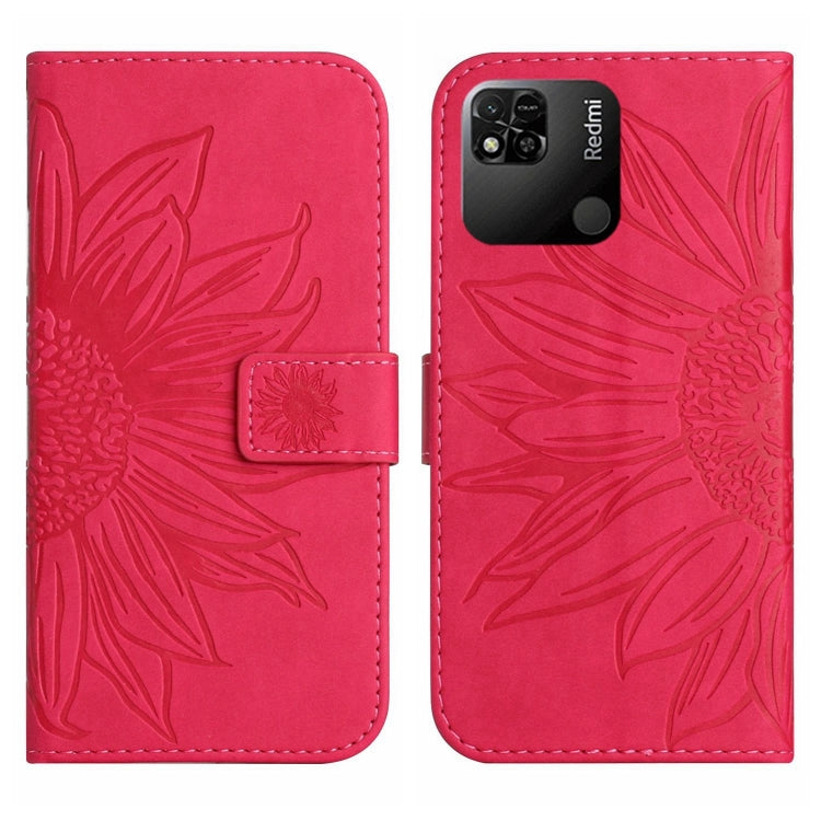 For Xiaomi Redmi 10A Skin Feel Sun Flower Pattern Flip Leather Phone Case with Lanyard