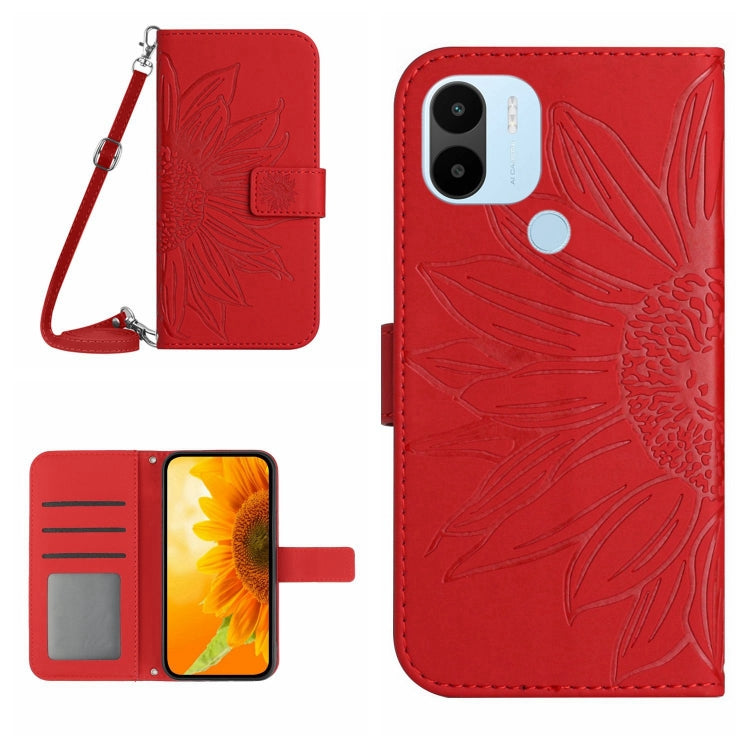 For Xiaomi Redmi A1+ Skin Feel Sun Flower Pattern Flip Leather Phone Case with Lanyard