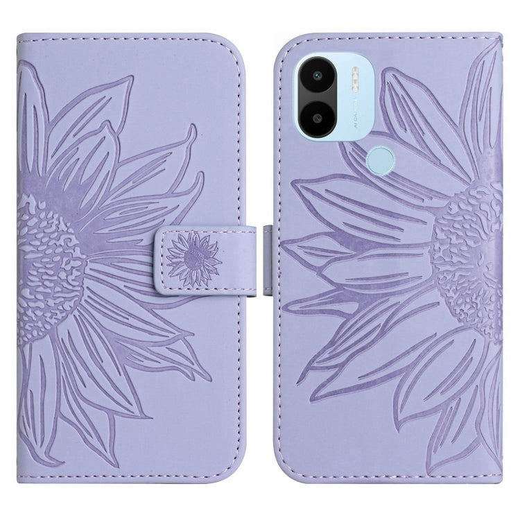 For Xiaomi Redmi A1+ Skin Feel Sun Flower Pattern Flip Leather Phone Case with Lanyard