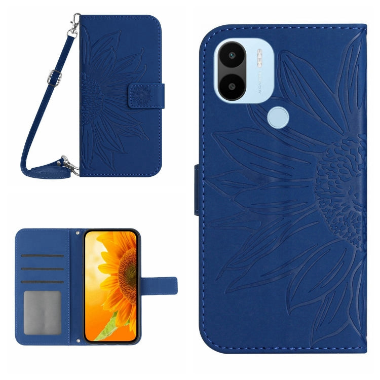 For Xiaomi Redmi A1+ Skin Feel Sun Flower Pattern Flip Leather Phone Case with Lanyard