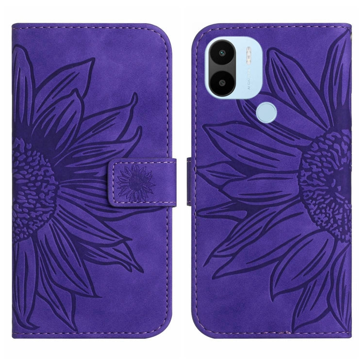 For Xiaomi Redmi A1+ Skin Feel Sun Flower Pattern Flip Leather Phone Case with Lanyard