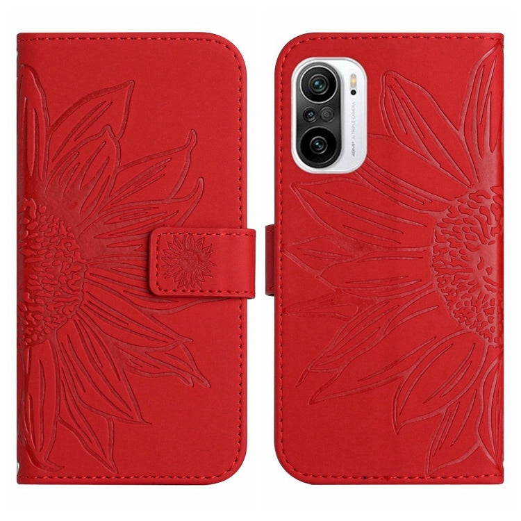 For Xiaomi Redmi K40 / K40 Pro / Poco F3 / F3 Pro / 11i / 11X / 11X Pro Skin Feel Sun Flower Pattern Flip Leather Phone Case with Lanyard