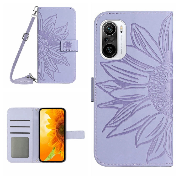 For Xiaomi Redmi K40 / K40 Pro / Poco F3 / F3 Pro / 11i / 11X / 11X Pro Skin Feel Sun Flower Pattern Flip Leather Phone Case with Lanyard