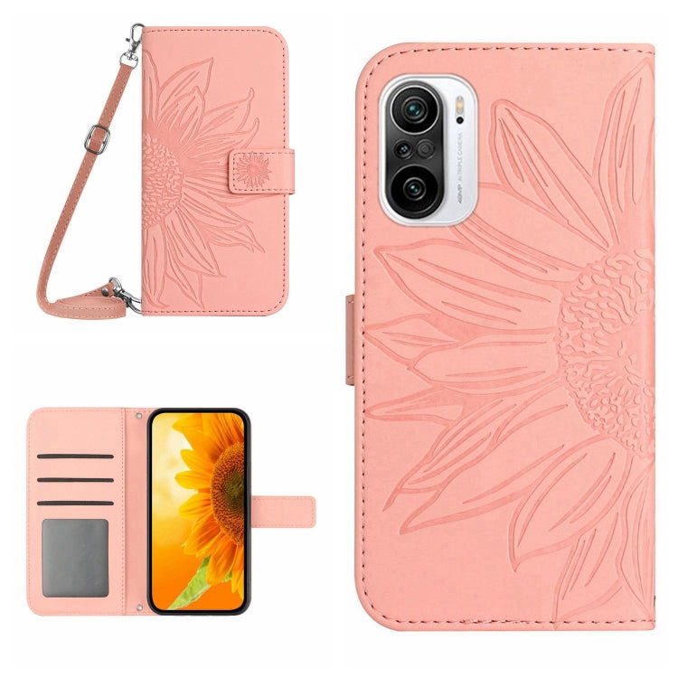 For Xiaomi Redmi K40 / K40 Pro / Poco F3 / F3 Pro / 11i / 11X / 11X Pro Skin Feel Sun Flower Pattern Flip Leather Phone Case with Lanyard