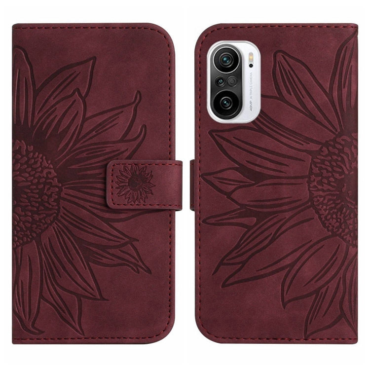 For Xiaomi Redmi K40 / K40 Pro / Poco F3 / F3 Pro / 11i / 11X / 11X Pro Skin Feel Sun Flower Pattern Flip Leather Phone Case with Lanyard