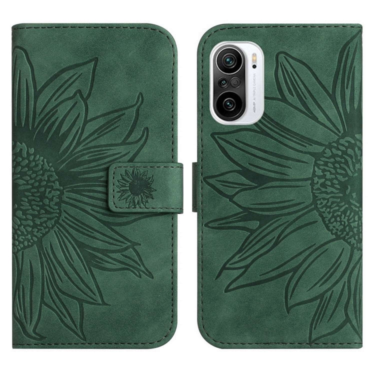 For Xiaomi Redmi K40 / K40 Pro / Poco F3 / F3 Pro / 11i / 11X / 11X Pro Skin Feel Sun Flower Pattern Flip Leather Phone Case with Lanyard