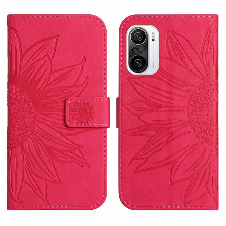 For Xiaomi Redmi K40 / K40 Pro / Poco F3 / F3 Pro / 11i / 11X / 11X Pro Skin Feel Sun Flower Pattern Flip Leather Phone Case with Lanyard