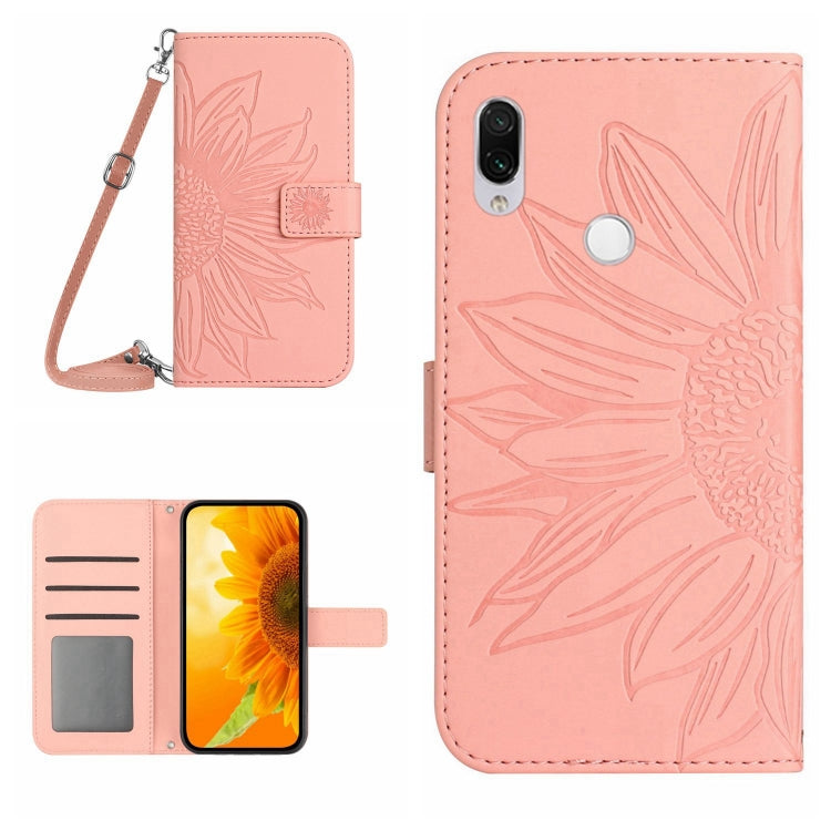 For Xiaomi Redmi Note 7 / Note 7S / Note 7 Pro Skin Feel Sun Flower Pattern Flip Leather Phone Case with Lanyard