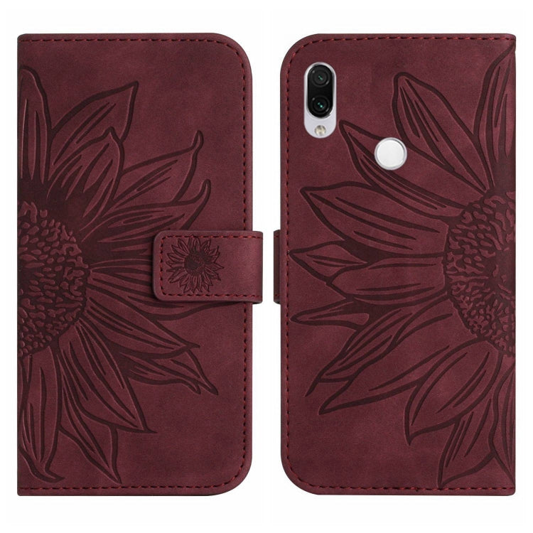 For Xiaomi Redmi Note 7 / Note 7S / Note 7 Pro Skin Feel Sun Flower Pattern Flip Leather Phone Case with Lanyard