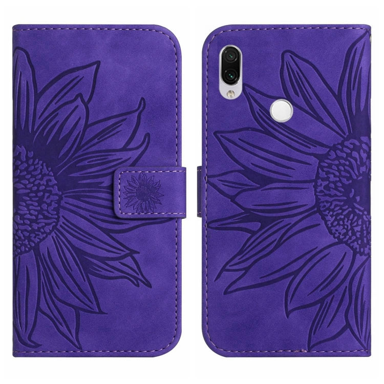 For Xiaomi Redmi Note 7 / Note 7S / Note 7 Pro Skin Feel Sun Flower Pattern Flip Leather Phone Case with Lanyard