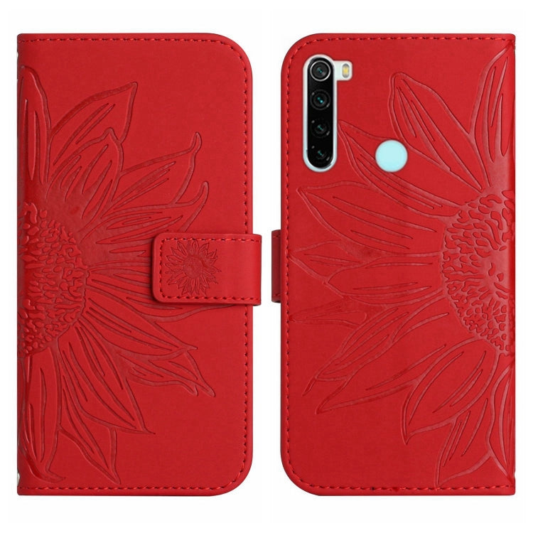 For Xiaomi Redmi Note 8 / Note 8 2021 Skin Feel Sun Flower Pattern Flip Leather Phone Case with Lanyard