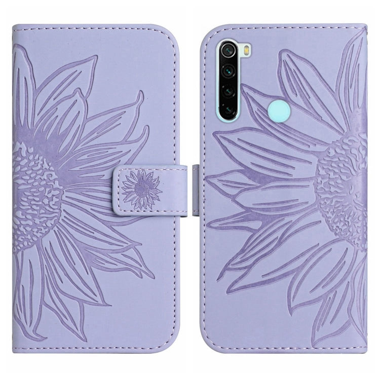 For Xiaomi Redmi Note 8T Skin Feel Sun Flower Pattern Flip Leather Phone Case with Lanyard