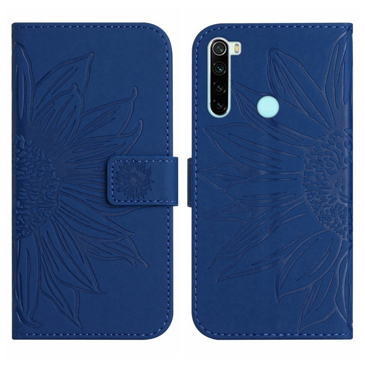 For Xiaomi Redmi Note 8T Skin Feel Sun Flower Pattern Flip Leather Phone Case with Lanyard