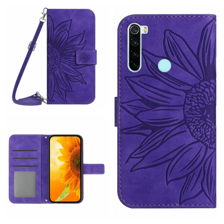 For Xiaomi Redmi Note 8T Skin Feel Sun Flower Pattern Flip Leather Phone Case with Lanyard