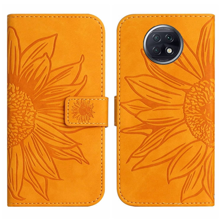 For Xiaomi Redmi Note 9T Skin Feel Sun Flower Pattern Flip Leather Phone Case with Lanyard