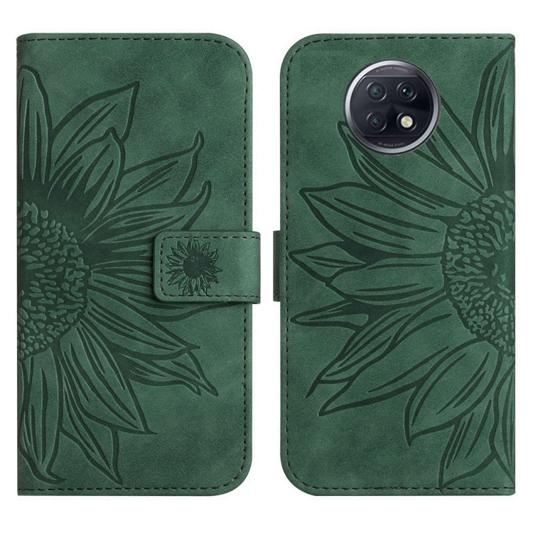 For Xiaomi Redmi Note 9T Skin Feel Sun Flower Pattern Flip Leather Phone Case with Lanyard