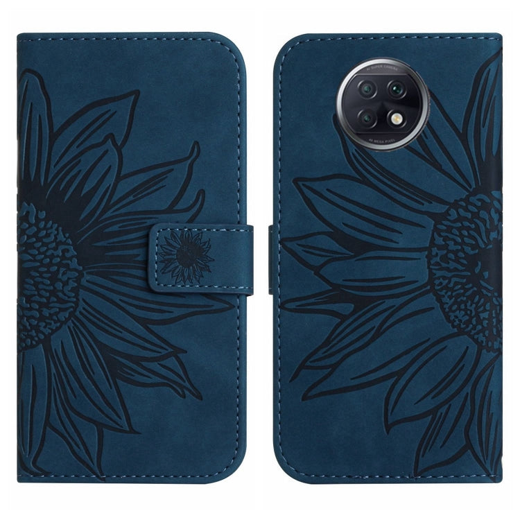 For Xiaomi Redmi Note 9T Skin Feel Sun Flower Pattern Flip Leather Phone Case with Lanyard