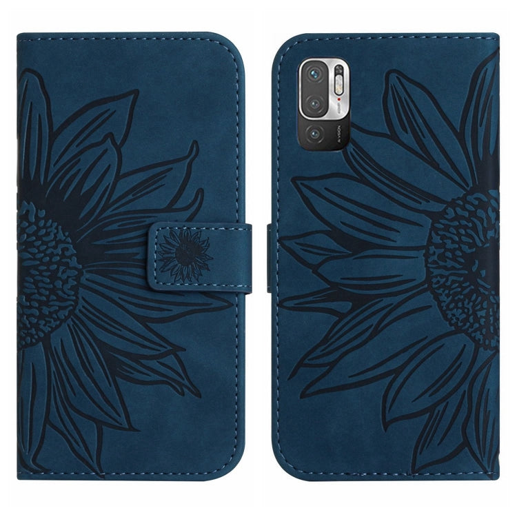 For Xiaomi Redmi Note 10 5G / Note 10T 5G / Poco M3 Pro Skin Feel Sun Flower Pattern Flip Leather Phone Case with Lanyard