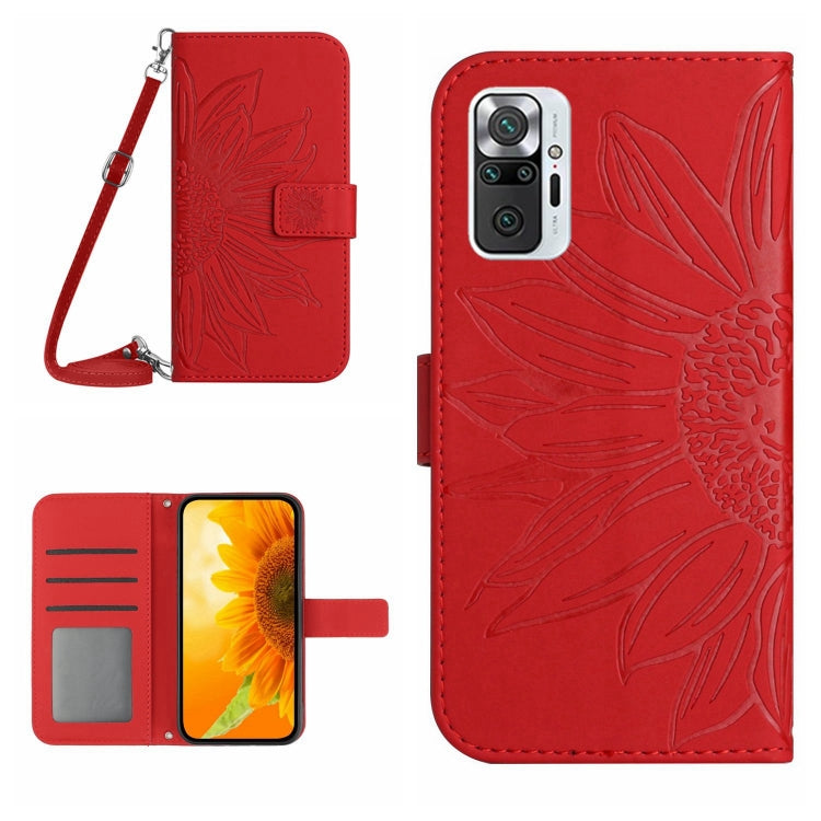 For Xiaomi Redmi Note 10 Pro 4G Global / Note 10 Pro Max Skin Feel Sun Flower Pattern Flip Leather Phone Case with Lanyard