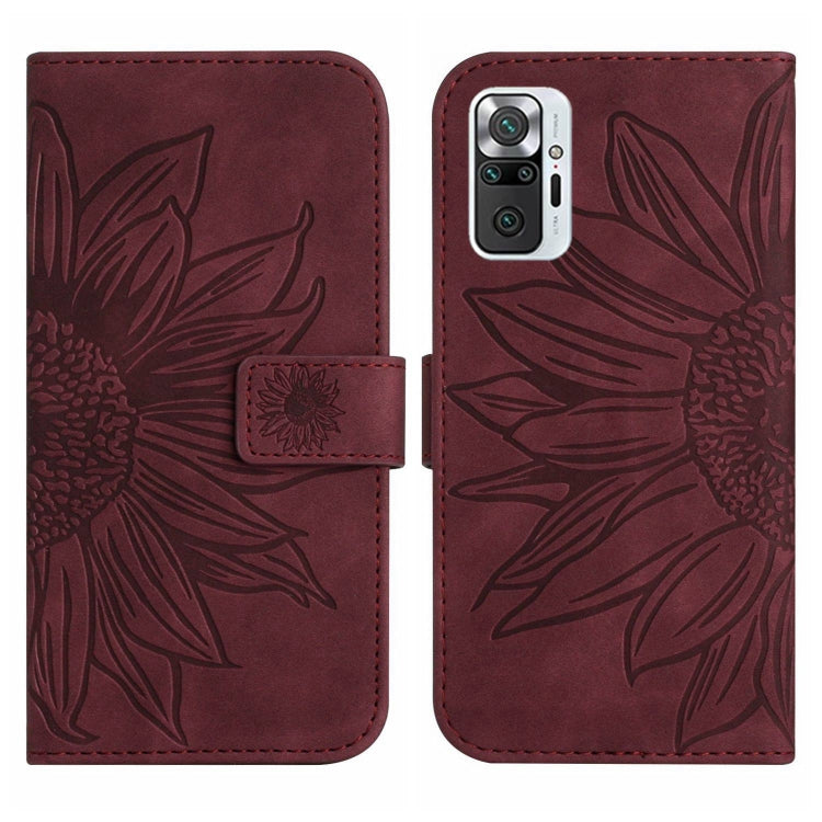 For Xiaomi Redmi Note 10 Pro 4G Global / Note 10 Pro Max Skin Feel Sun Flower Pattern Flip Leather Phone Case with Lanyard