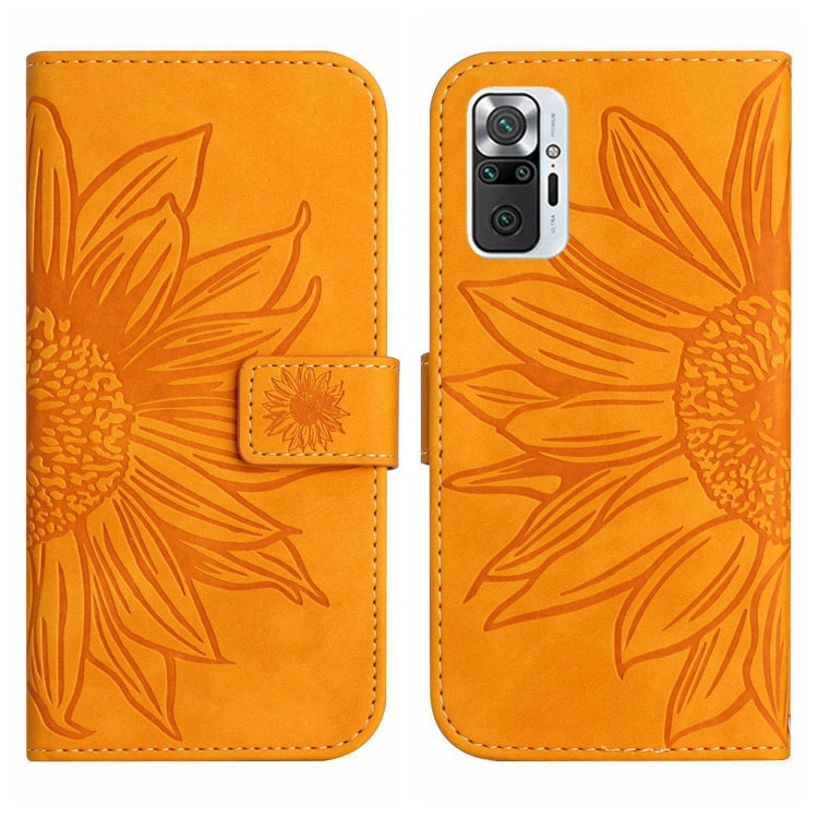 For Xiaomi Redmi Note 10 Pro 4G Global / Note 10 Pro Max Skin Feel Sun Flower Pattern Flip Leather Phone Case with Lanyard