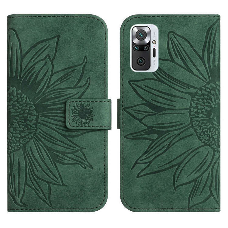 For Xiaomi Redmi Note 10 Pro 4G Global / Note 10 Pro Max Skin Feel Sun Flower Pattern Flip Leather Phone Case with Lanyard