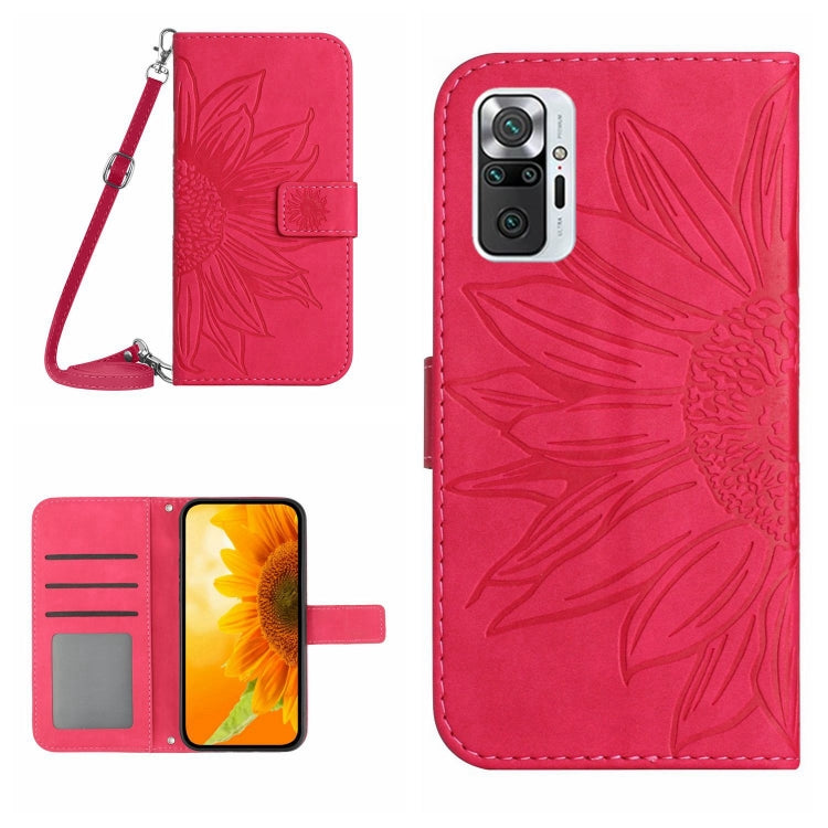 For Xiaomi Redmi Note 10 Pro 4G Global / Note 10 Pro Max Skin Feel Sun Flower Pattern Flip Leather Phone Case with Lanyard