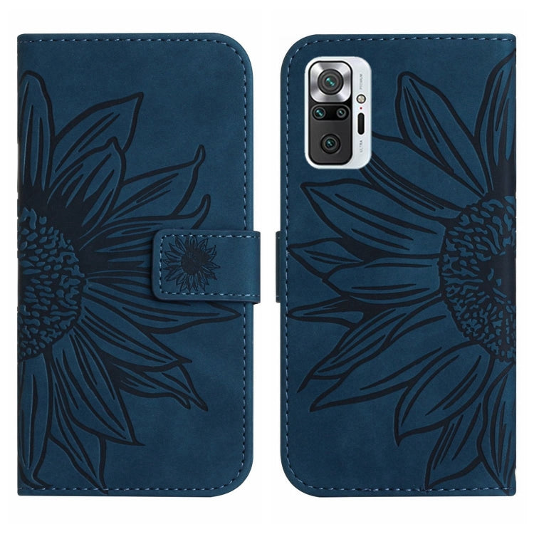For Xiaomi Redmi Note 10 Pro 4G Global / Note 10 Pro Max Skin Feel Sun Flower Pattern Flip Leather Phone Case with Lanyard