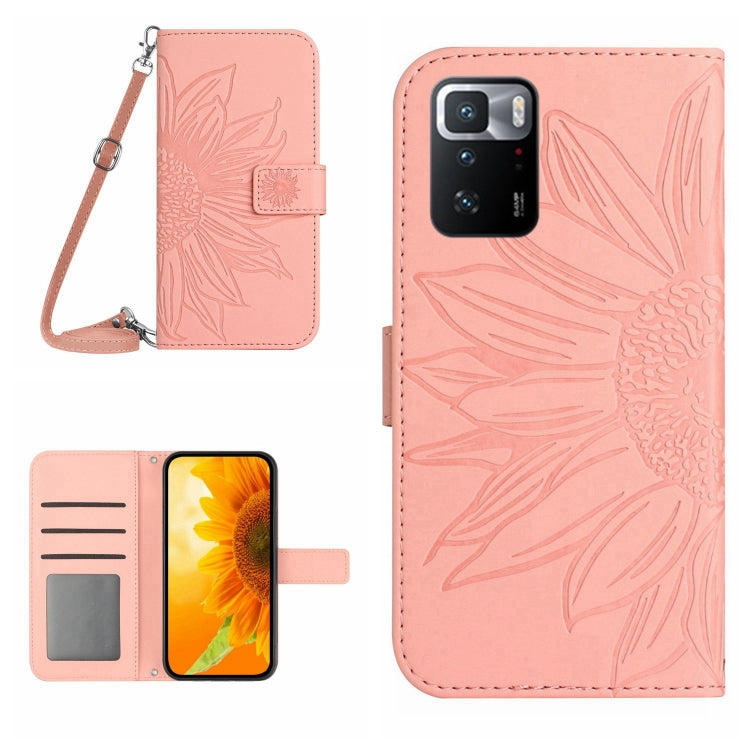 For Xiaomi Redmi Note 10 Pro 5G / Poco X3 GT Skin Feel Sun Flower Pattern Flip Leather Phone Case with Lanyard