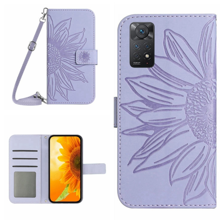 For Xiaomi Redmi Note 11 Global / Note 11s Skin Feel Sun Flower Pattern Flip Leather Phone Case with Lanyard