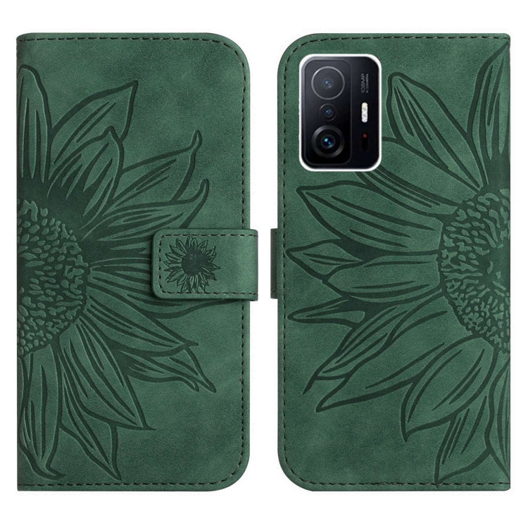For Xiaomi 11T / 11T Pro Skin Feel Sun Flower Pattern Flip Leather Phone Case with Lanyard