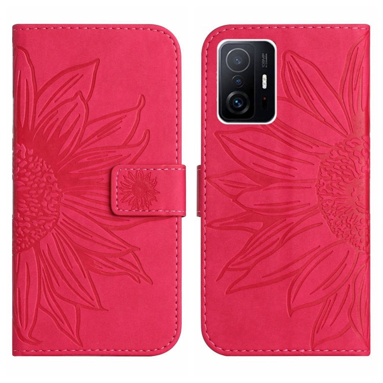 For Xiaomi 11T / 11T Pro Skin Feel Sun Flower Pattern Flip Leather Phone Case with Lanyard