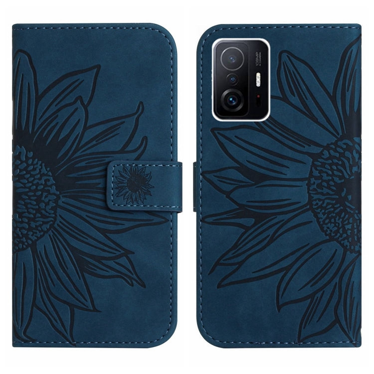 For Xiaomi 11T / 11T Pro Skin Feel Sun Flower Pattern Flip Leather Phone Case with Lanyard