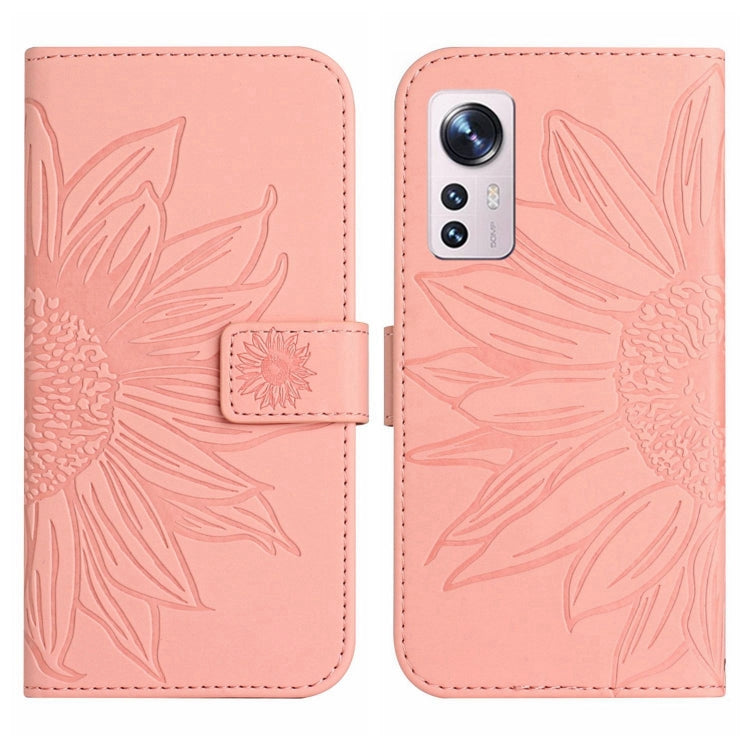 For Xiaomi 12 Lite Skin Feel Sun Flower Pattern Flip Leather Phone Case with Lanyard