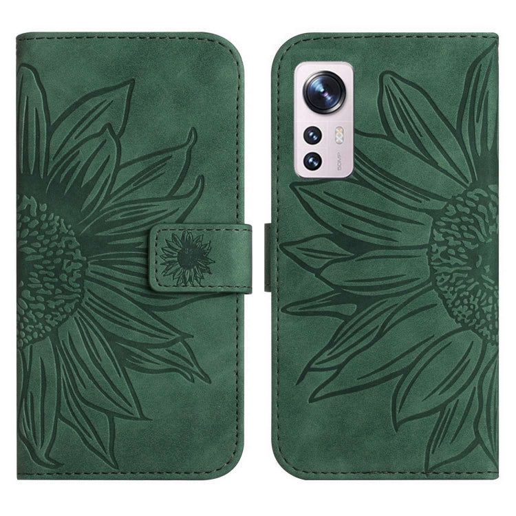 For Xiaomi 12 Lite Skin Feel Sun Flower Pattern Flip Leather Phone Case with Lanyard
