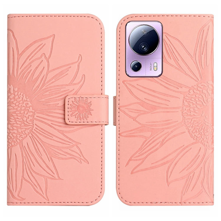 For Xiaomi Civi 2 / 12 Lite NE Skin Feel Sun Flower Pattern Flip Leather Phone Case with Lanyard