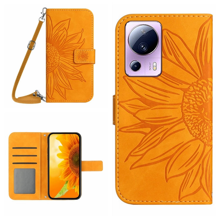 For Xiaomi Civi 2 / 12 Lite NE Skin Feel Sun Flower Pattern Flip Leather Phone Case with Lanyard