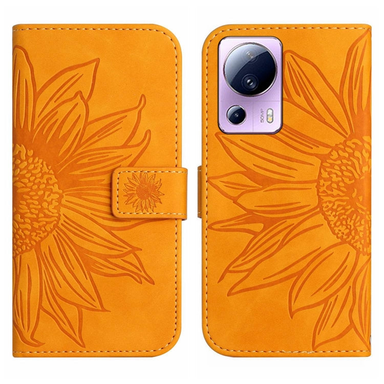 For Xiaomi Civi 2 / 12 Lite NE Skin Feel Sun Flower Pattern Flip Leather Phone Case with Lanyard