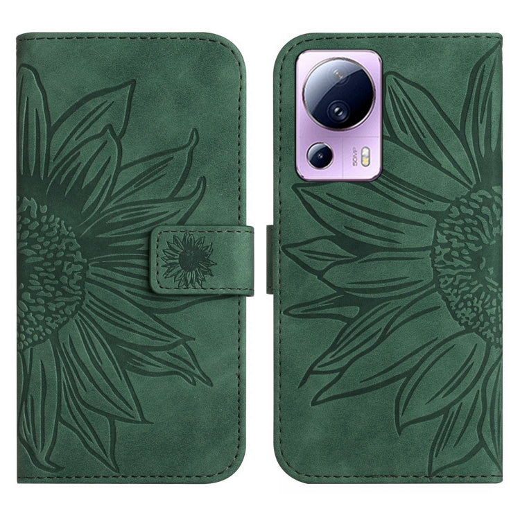 For Xiaomi Civi 2 / 12 Lite NE Skin Feel Sun Flower Pattern Flip Leather Phone Case with Lanyard