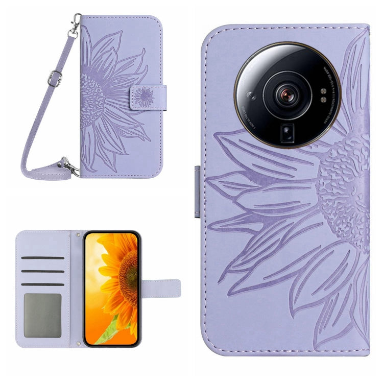 For Xiaomi 12S Ultra Skin Feel Sun Flower Pattern Flip Leather Phone Case with Lanyard