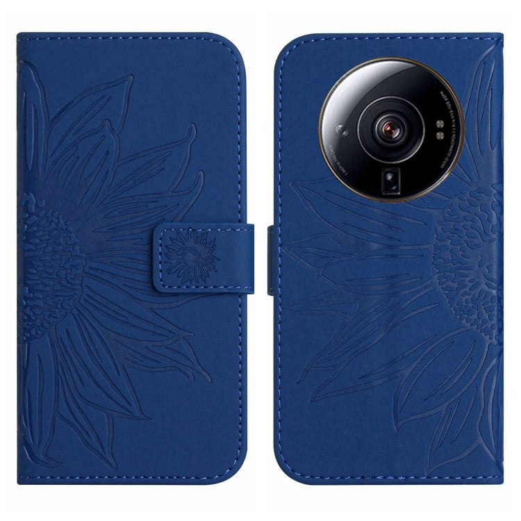 For Xiaomi 12S Ultra Skin Feel Sun Flower Pattern Flip Leather Phone Case with Lanyard