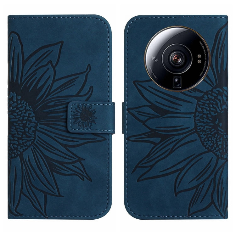 For Xiaomi 12S Ultra Skin Feel Sun Flower Pattern Flip Leather Phone Case with Lanyard