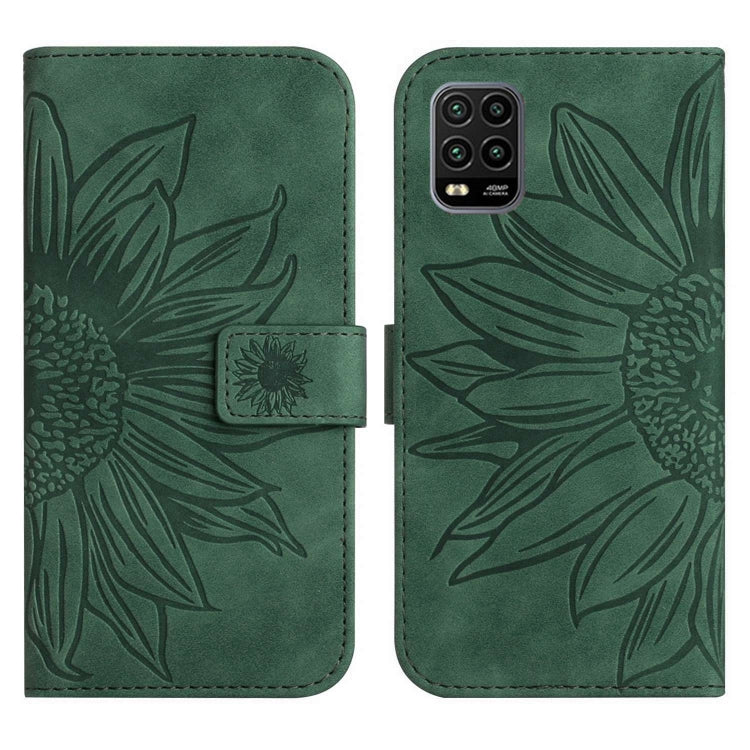 For Xiaomi Mi 10 Lite Skin Feel Sun Flower Pattern Flip Leather Phone Case with Lanyard
