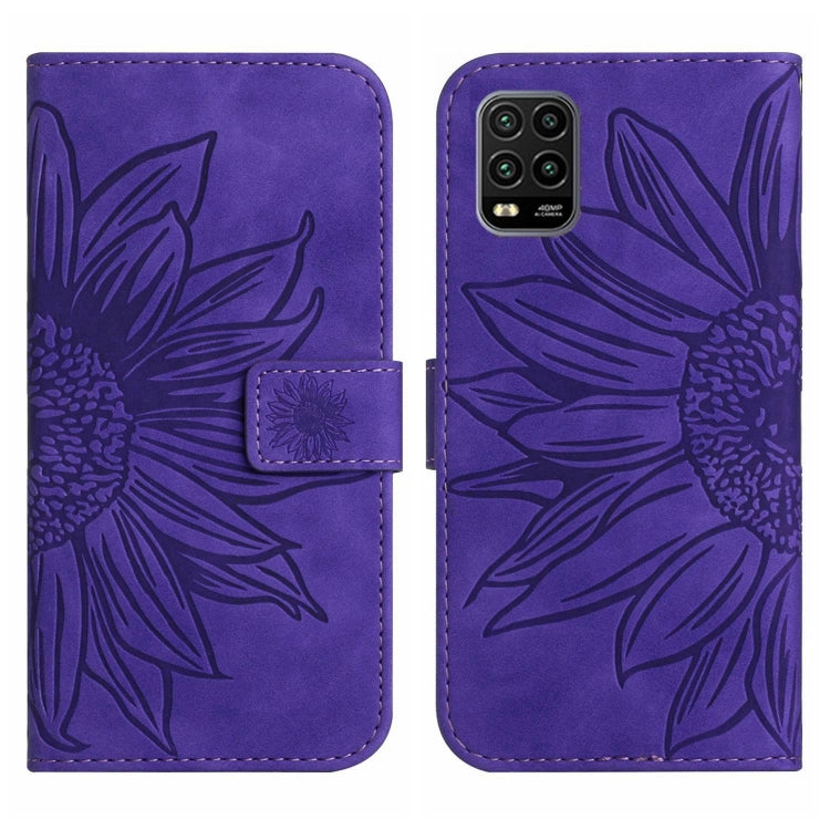 For Xiaomi Mi 10 Lite Skin Feel Sun Flower Pattern Flip Leather Phone Case with Lanyard