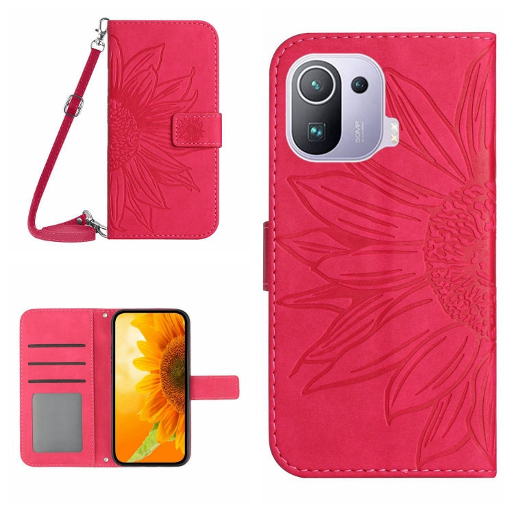 For Xiaomi Mi 11 Pro Skin Feel Sun Flower Pattern Flip Leather Phone Case with Lanyard