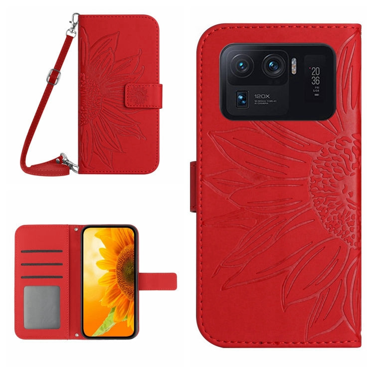 For Xiaomi Mi 11 Ultra Skin Feel Sun Flower Pattern Flip Leather Phone Case with Lanyard