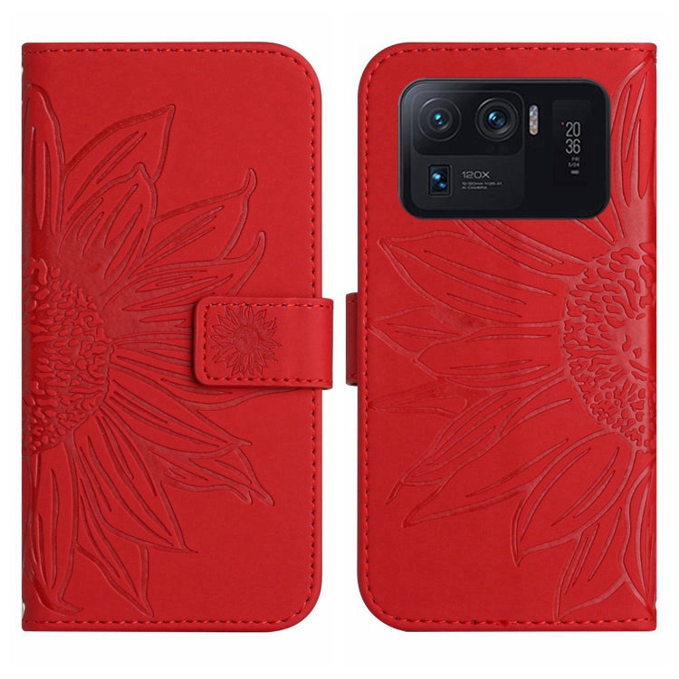 For Xiaomi Mi 11 Ultra Skin Feel Sun Flower Pattern Flip Leather Phone Case with Lanyard