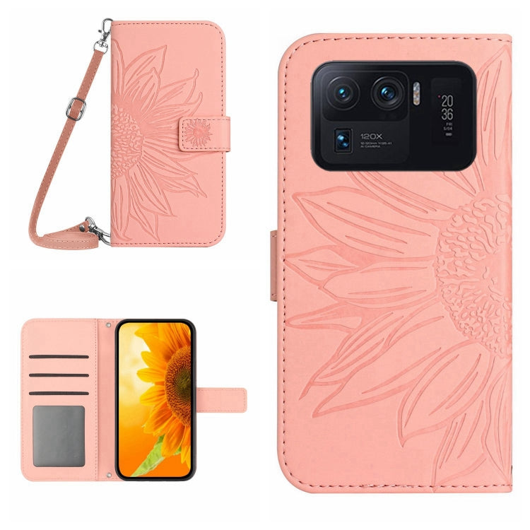 For Xiaomi Mi 11 Ultra Skin Feel Sun Flower Pattern Flip Leather Phone Case with Lanyard